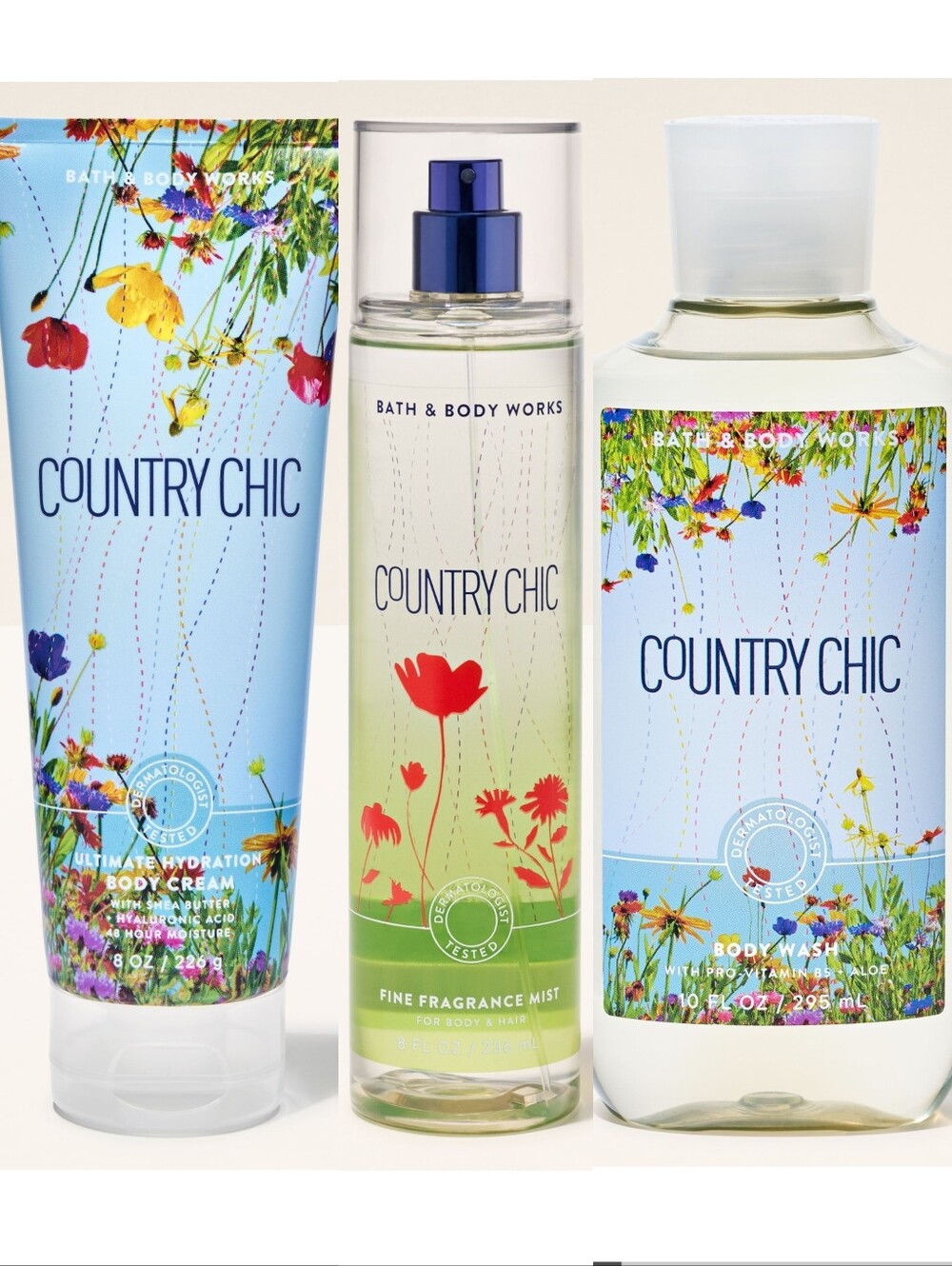 Bath & Body Works Country Chic Body Wash, Body Cream & Fragrance Mist Set NEW